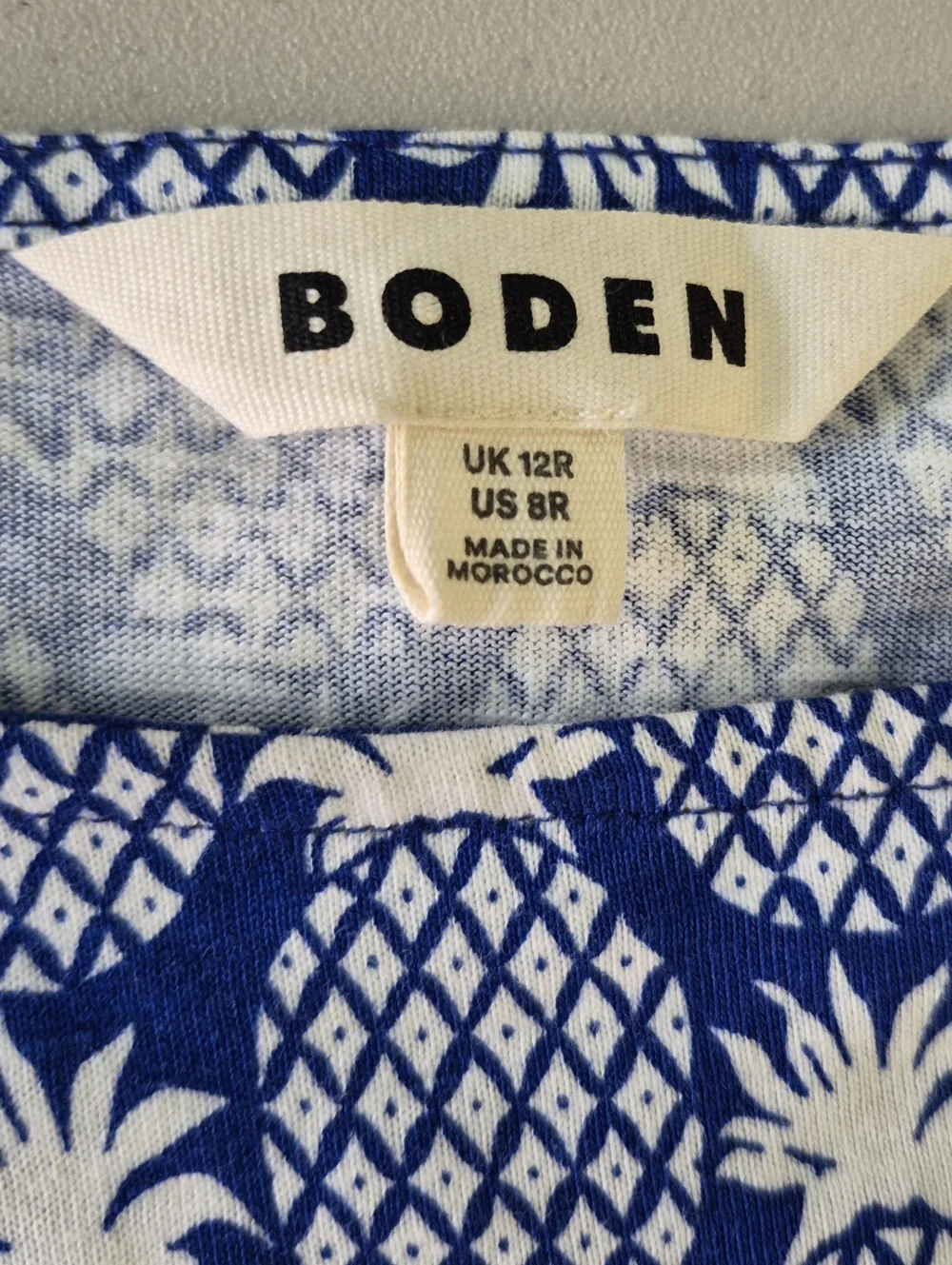 Boden Florrie Jersey Pineapple Print Dress Pockets Size 8 - Picture 13 of 16